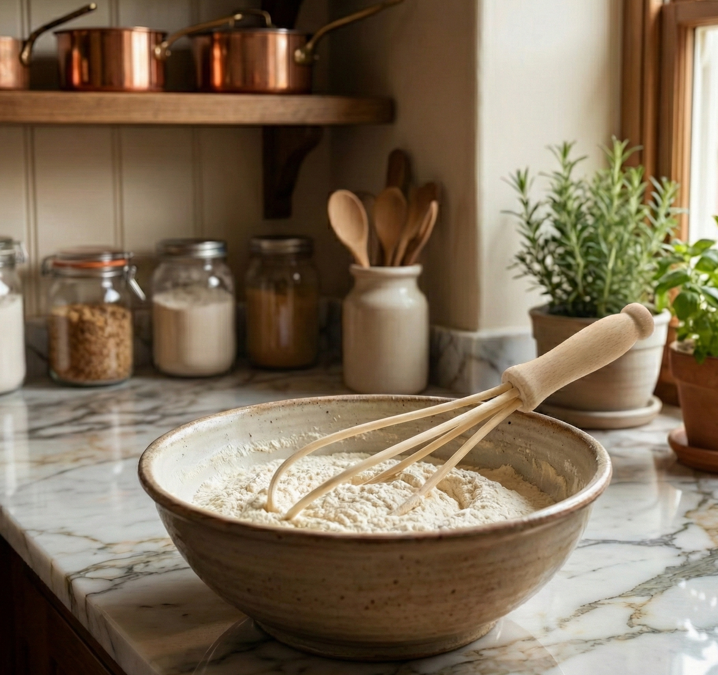 Kochbesteck-Set 3-Teilig - Buchenholz - Premium Qualität - Kochlöffel Pfannenwender Schneebesen