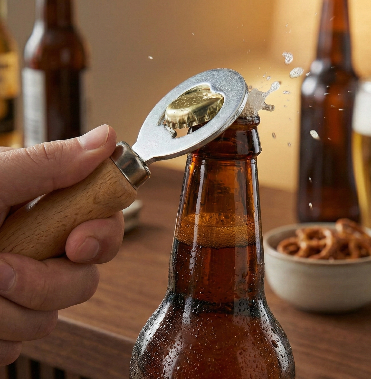 Grillbesteck-Set 4-Teilig - Buchenholz - Premium Qualität - Grillzange Grillgabel Pfannenwender Kapselheber